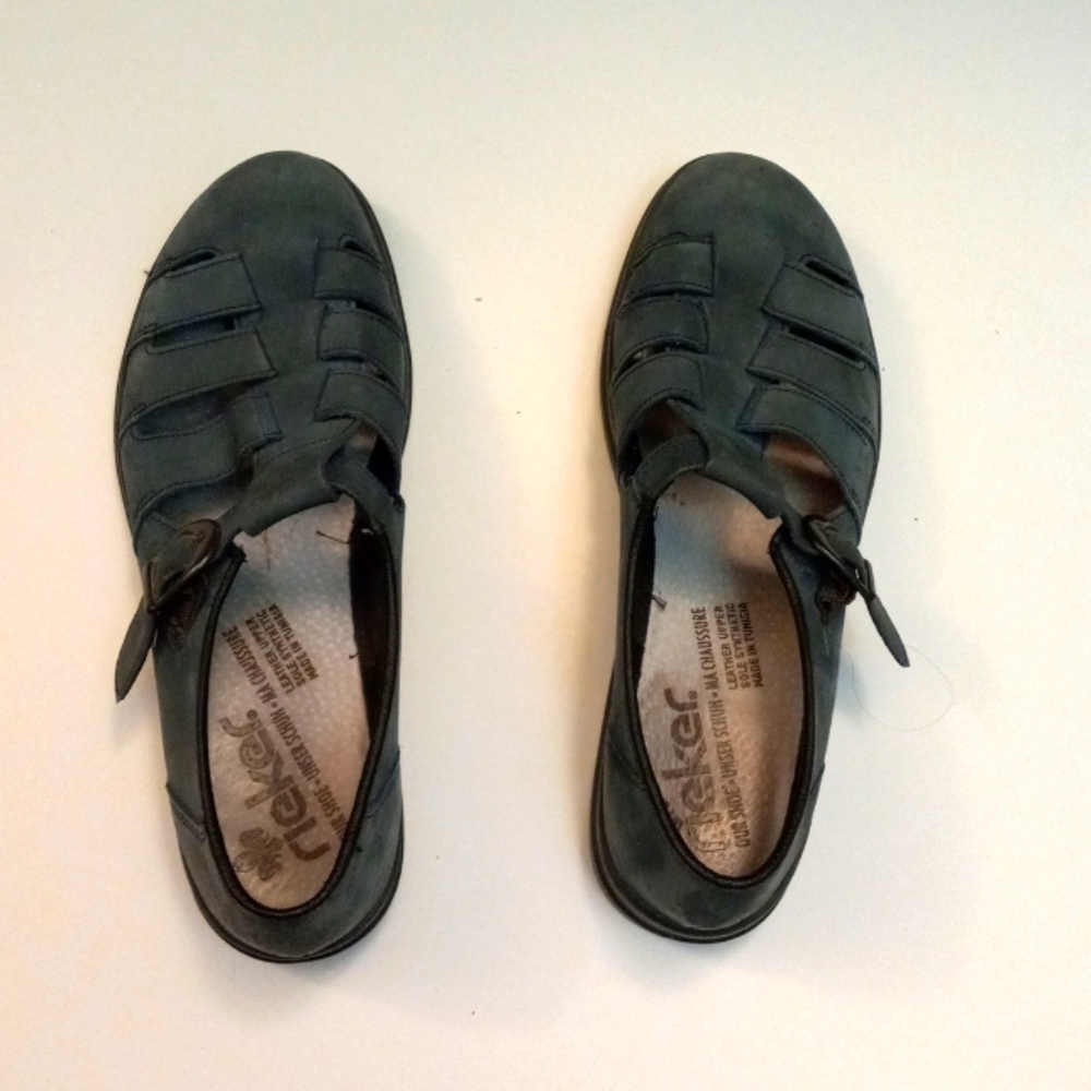 Rieker Blue/Gray Women's Suede Leather Flats Size 40